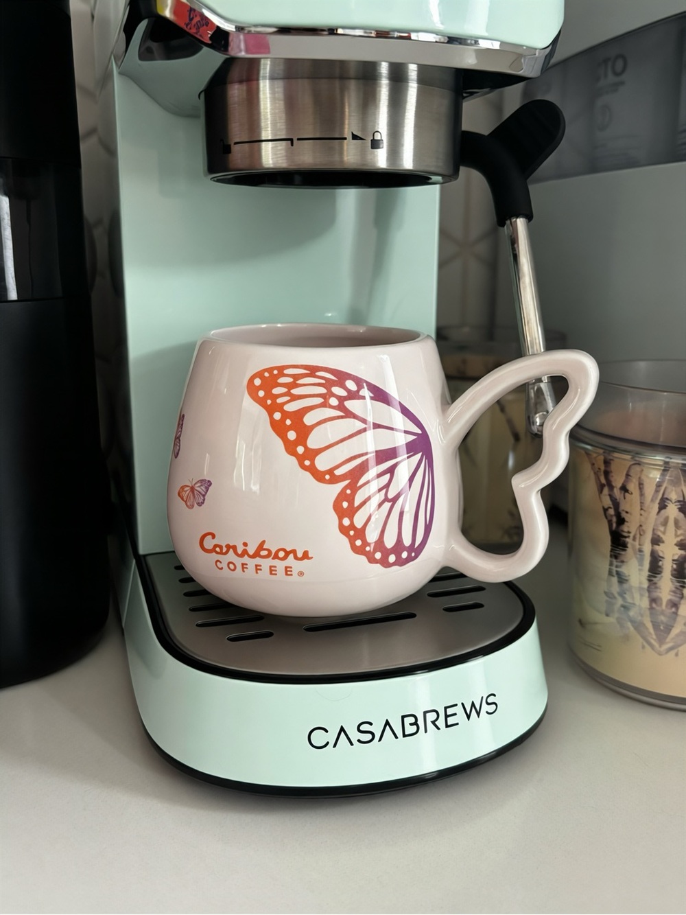 Caribou Coffee Butterfly Ceramic Mug